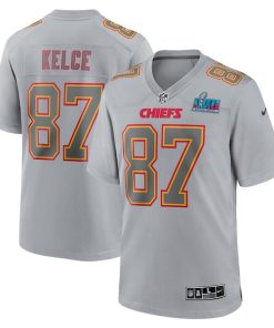 Travis Kelce Kansas City Chiefs Nike Super Bowl LVII Patch Atmosphere Fashion Game Jersey - Gray