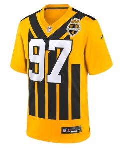 Alternative view of Terry Bradshaw Pittsburgh Steelers Nike Alternate 1933 Throwback Game Jersey - Gold