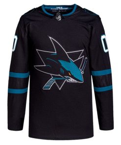 Alternative view of San Jose Sharks adidas  Alternate  Primegreen Authentic Custom Jersey - Black
