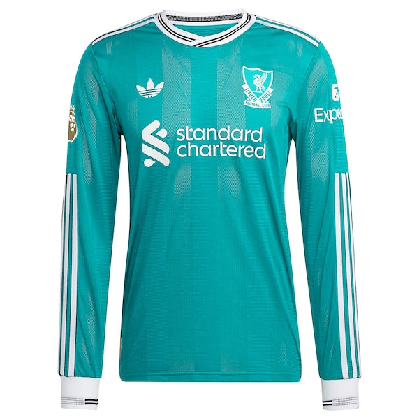 Liverpool adidas 2025/26 Third Authentic Long Sleeve Custom Jersey - Green - Image 2