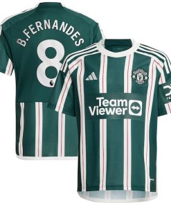 Alternative view of Bruno Fernandes Manchester United adidas Youth 2023/24 Away Replica Player Jersey - Green/White