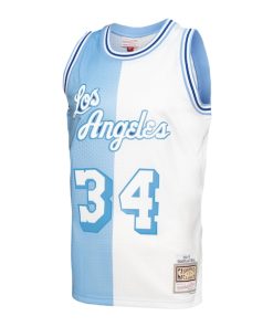 Alternative view of Shaquille O'Neal Los Angeles Lakers Hardwood Classics 1996/97 Split Swingman Jersey - Powder Blue/White