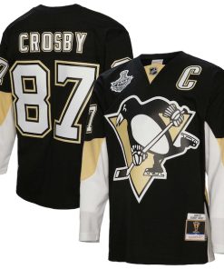 Sidney Crosby Pittsburgh Penguins Big & Tall 2008 Captain Patch Blue Line Player Jersey - Black
