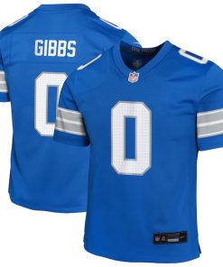 Alternative view of Jahmyr Gibbs Detroit Lions Nike Youth Team Game Jersey - Blue/White/Black