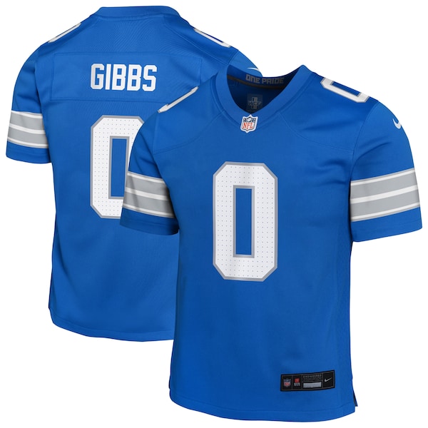 Jahmyr Gibbs Detroit Lions Nike Youth Team Game Jersey - Blue/White/Black - Image 2