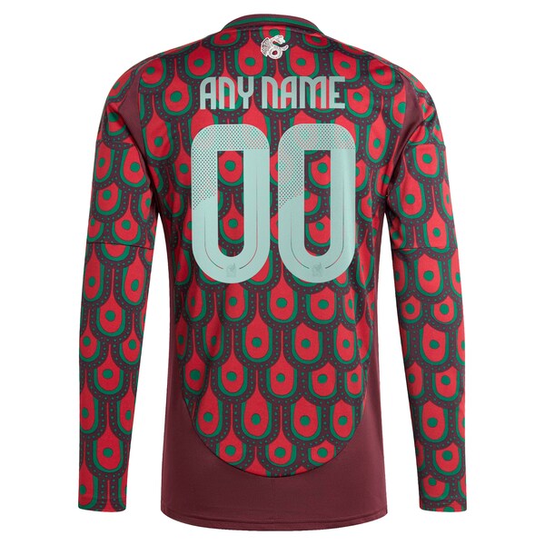 Mexico National Team adidas 2024 Home Replica Custom Long Sleeve Jersey - Burgundy - Image 3