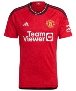 Alternative view of Manchester United adidas 2023/24 Home Replica Custom Jersey - Red