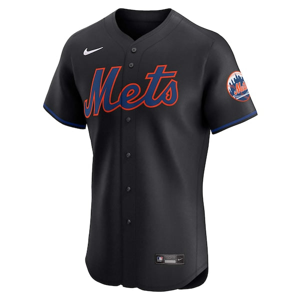 New York Mets Nike Alternate Vapor Premier Elite Patch Jersey - Black - Image 3
