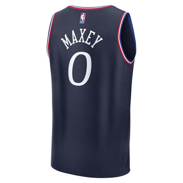 Tyrese Maxey Philadelphia 76ers Youth 2025/26 City Edition Fast Break Jersey - Navy - Image 3