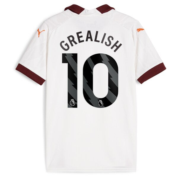 Jack Grealish Manchester City Puma Youth 2023/24 Away Replica Jersey - White - Image 3