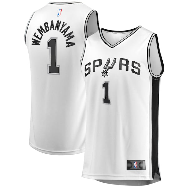 Victor Wembanyama San Antonio Spurs Youth Fast Break Replica Player Jersey - Association Edition - White/Black - Image 2