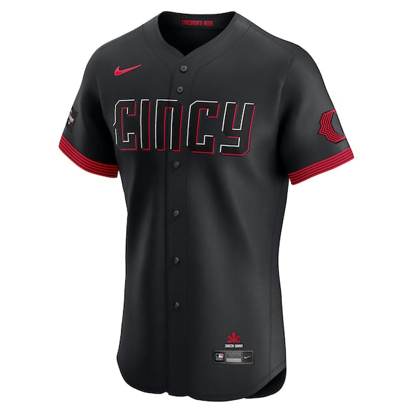 Barry Larkin Cincinnati Reds Nike City Connect Sponsor Patch Elite Player Jersey - Black - Image 2
