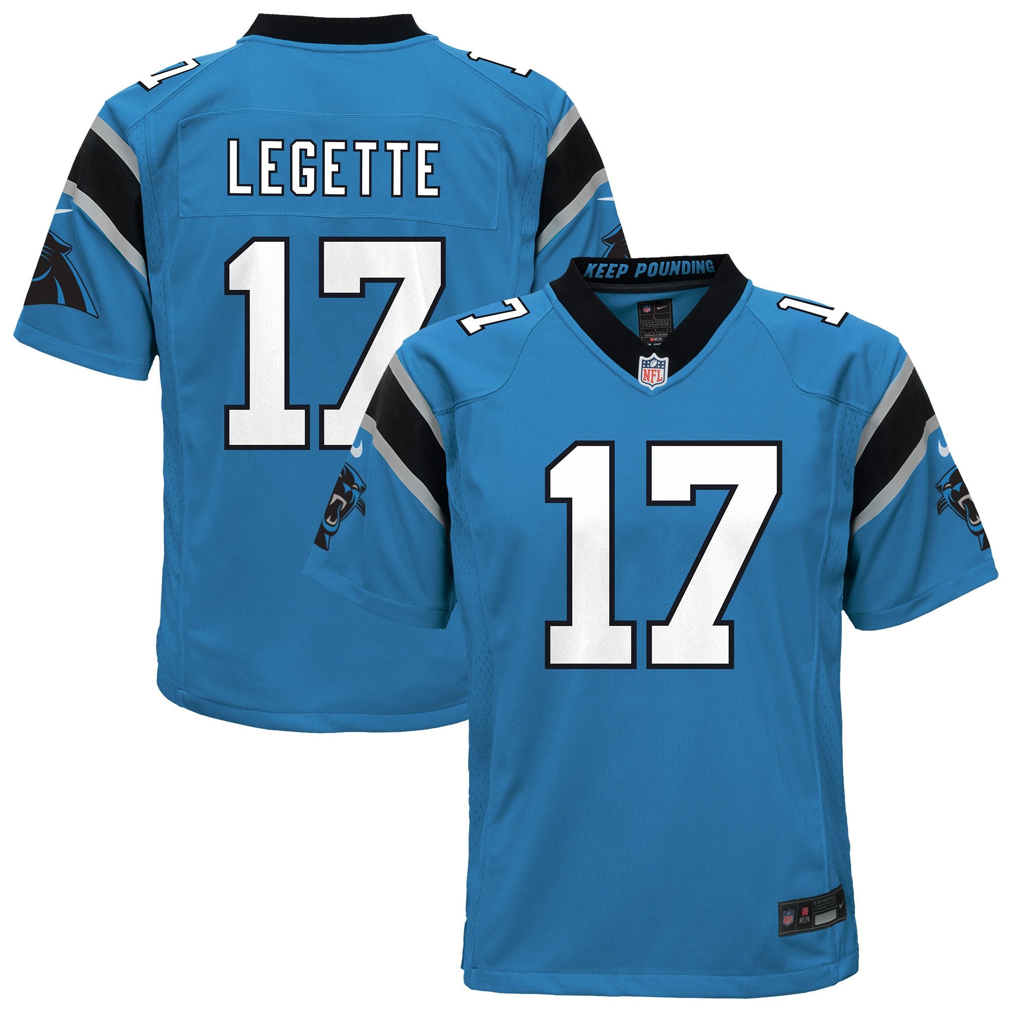 Xavier Legette Carolina Panthers Nike Youth Team Game Jersey - Black/Blue - Image 6