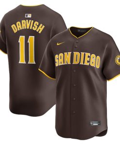 Alternative view of Yu Darvish San Diego Padres Nike Away Limited Player Jersey - Red/White