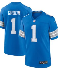 Number 1 Groom Detroit Lions Nike Game Jersey - Blue