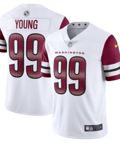 Alternative view of Chase Young Washington Commanders Nike Vapor Limited Jersey - White/Black/Burgundy