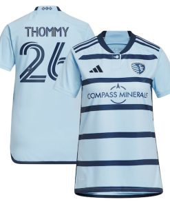 Erik Thommy Sporting Kansas City adidas Women's 2024 Hoops 4.0 Replica Player Jersey?¨C Light Blue