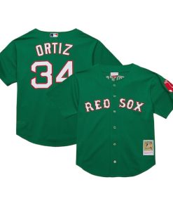 David Ortiz Boston Red Sox Youth Cooperstown Collection?Mesh Batting Practice Jersey - Green
