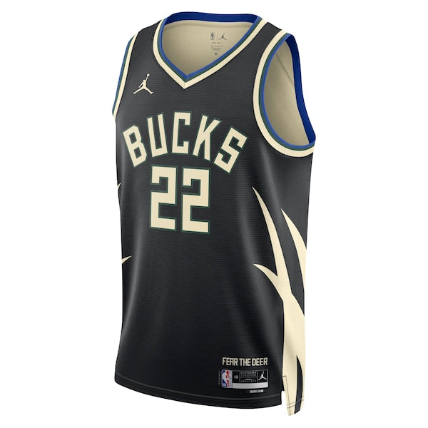 Khris Middleton Milwaukee Bucks Jordan Brand Unisex Swingman Jersey - Statement Edition - Black - Image 2