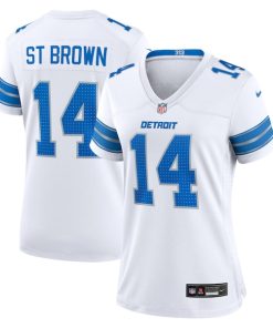 Alternative view of Amon-Ra St. Brown Detroit Lions Nike Women's White Game Jersey - White/Blue