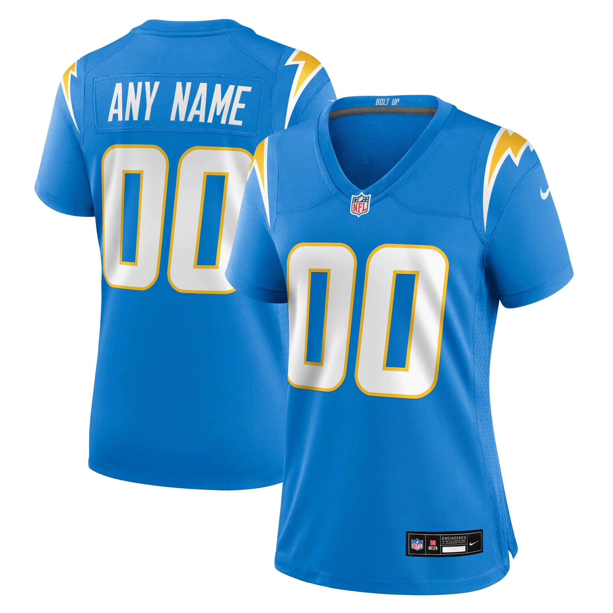 Los Angeles Chargers Nike Women's Alternate Charger Power Game Custom Jersey - Gold/Royal/Powder Blue - Image 2