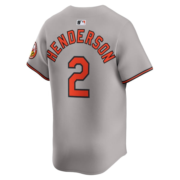 Gunnar Henderson Baltimore Orioles Nike Road Limited Player Jersey - Gray/White - Image 4