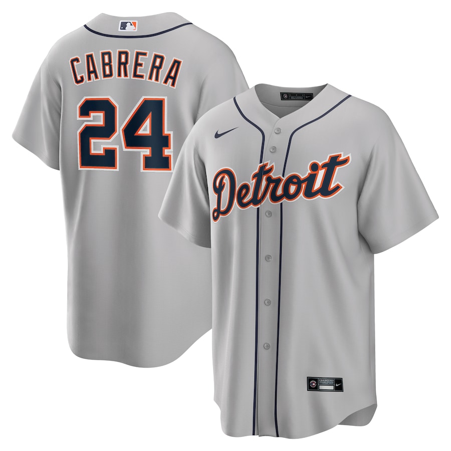 Miguel Cabrera Detroit Tigers Nike Home Replica Player Name Jersey - White/Gray - Image 8