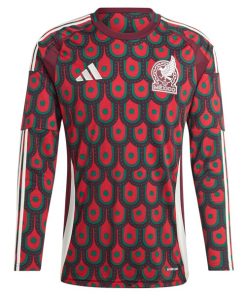 Alternative view of Mexico National Team adidas 2024 Home Replica Long Sleeve Jersey - Burgundy
