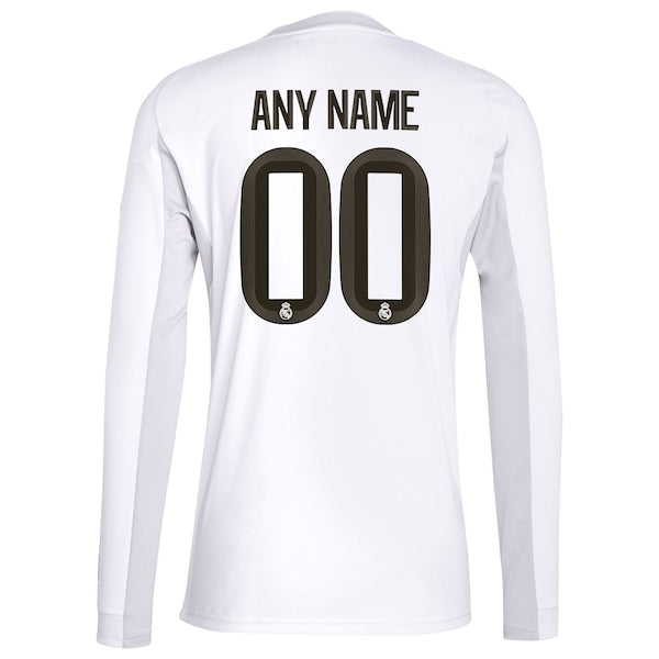 Los Merengues adidas 2025/26 Home Replica Long Sleeve Custom Jersey - White - Image 3
