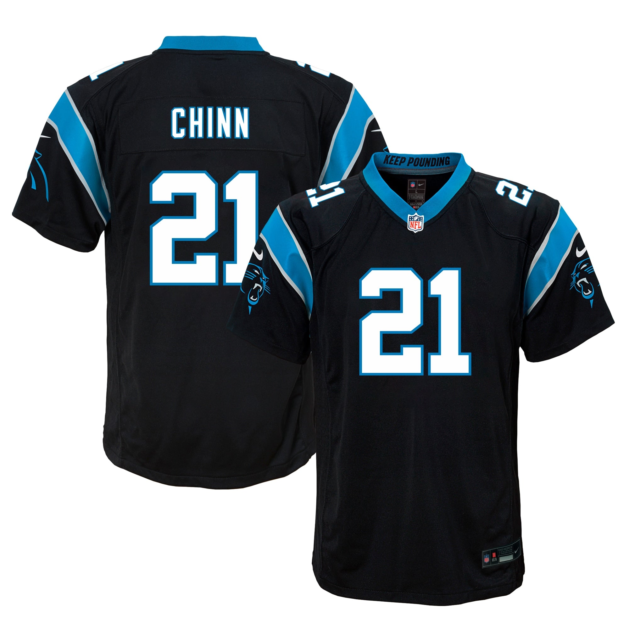 Jeremy Chinn Carolina Panthers Nike Youth Game Jersey - Blue/Black/White - Image 6