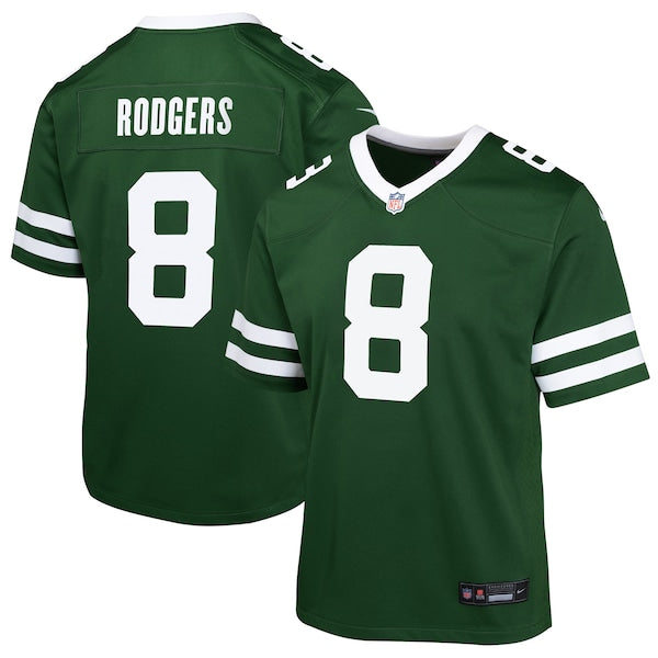 Aaron Rodgers New York Jets Nike Youth Game Jersey - Gotham Green/Black/White - Image 2