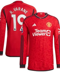 Raphael Varane Manchester United adidas 2023/24 Home Authentic Long Sleeve Player Jersey - Red
