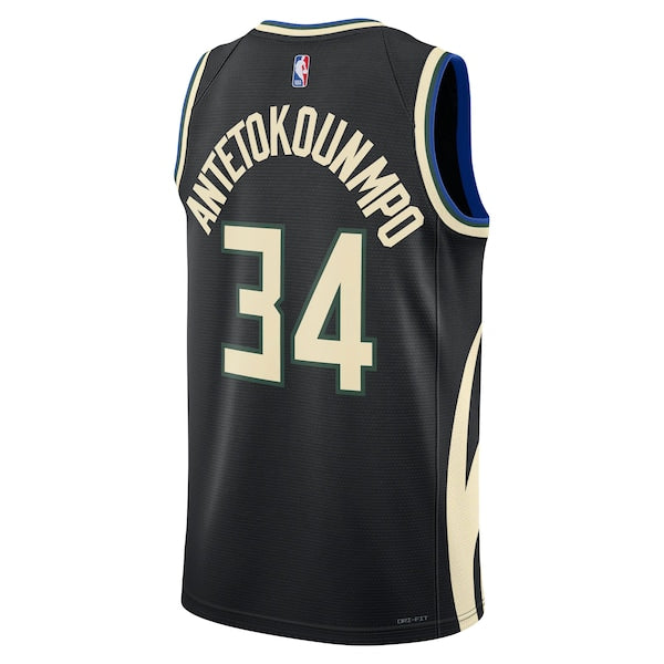 Giannis Antetokounmpo Milwaukee Bucks Jordan Brand Unisex Swingman Jersey - Statement Edition - Black - Image 3