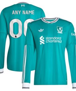 Liverpool adidas 2025/26 Third Replica Long Sleeve Custom Jersey - Green