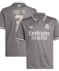 Vini Jr. Los Merengues adidas Originals Youth 2024/25 Third Replica Player Jersey - Charcoal