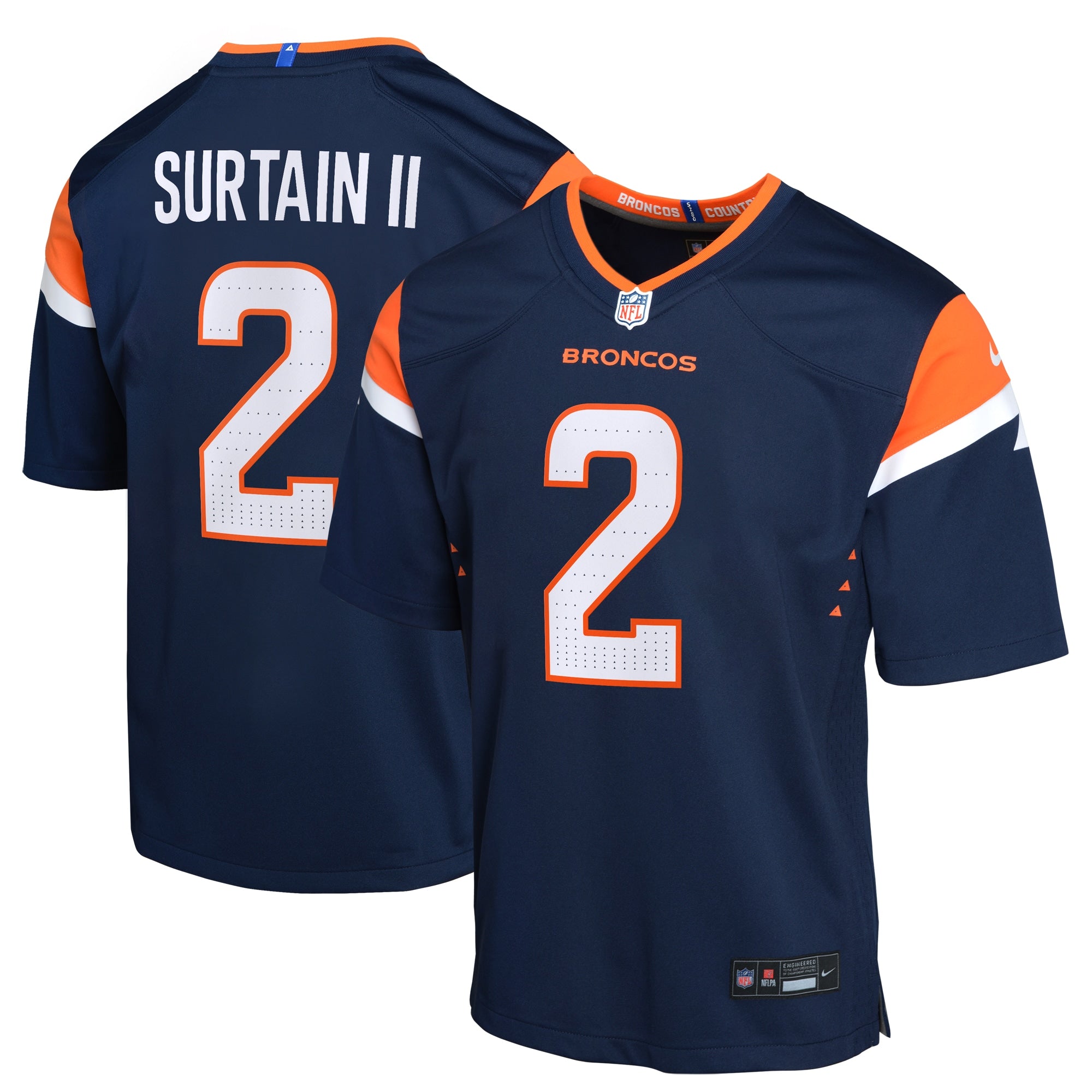 Patrick Surtain II Denver Broncos Nike Youth Game Jersey - Orange/Navy/White - Image 5