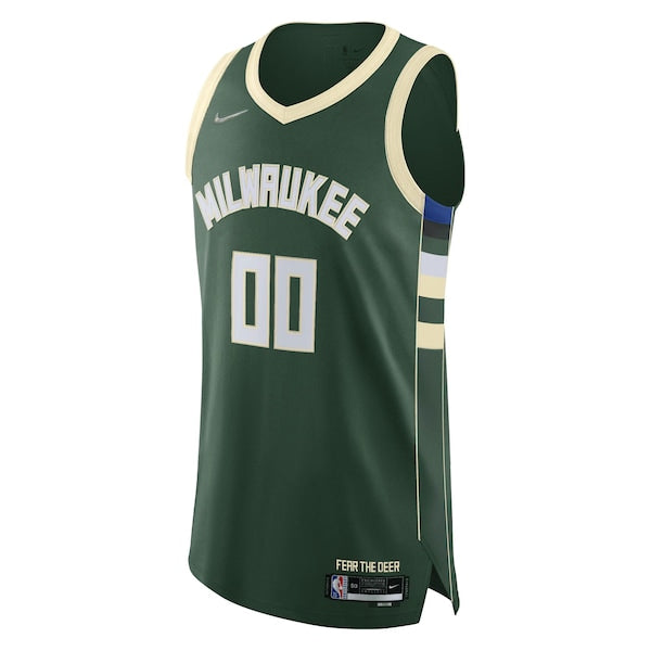 Milwaukee Bucks Nike 2021/22 Diamond Authentic Custom Jersey - Icon Edition - Hunter Green - Image 2