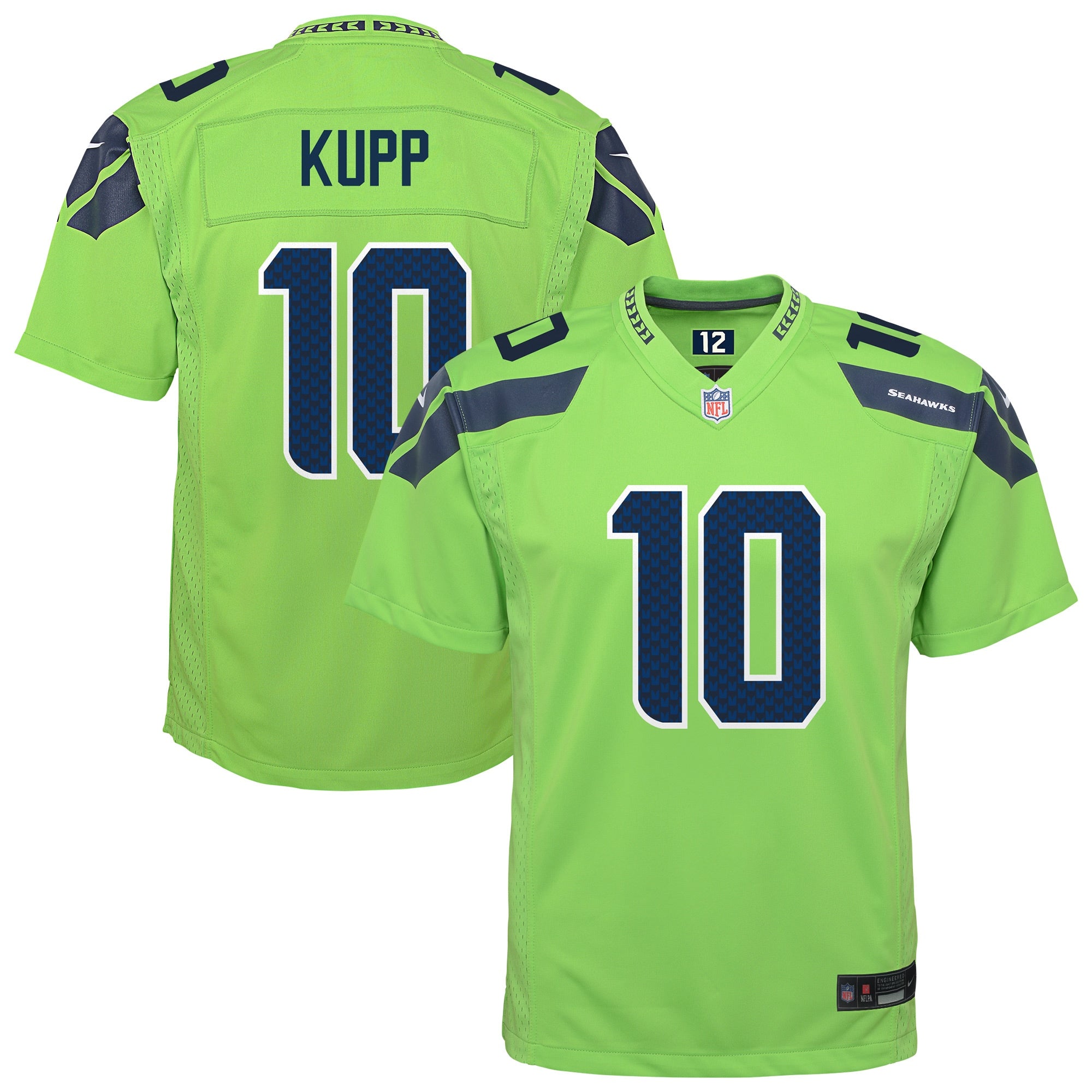 Cooper Kupp Seattle Seahawks Nike Youth Game Jersey - College Navy/Neon Green - Image 5