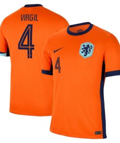 Virgil van Dijk Netherlands National Team Nike 2024 Home Replica Jersey - Orange/Blue
