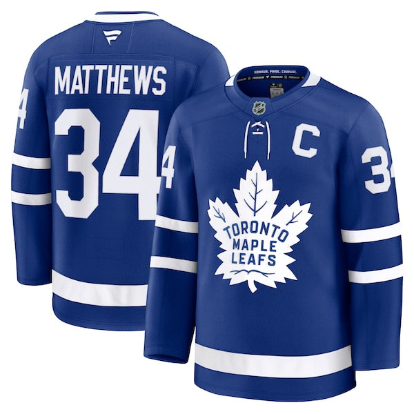 Auston Matthews Toronto Maple Leafs Captain Patch Home Premium Jersey - Blue/Black