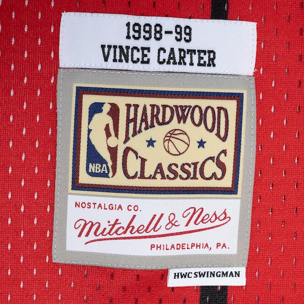 Vince Carter Toronto Raptors Hardwood Classics 1998/99 Split Swingman Jersey - Purple/Red - Image 4