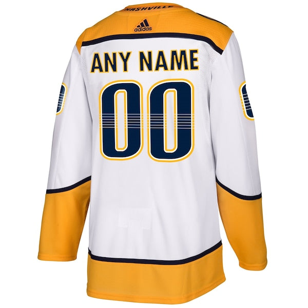 Nashville Predators adidas Away Authentic Custom Jersey - White - Image 3