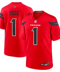 Alternative view of Stefon Diggs Houston Texans Nike Alternate Game Jersey -  Red/Navy