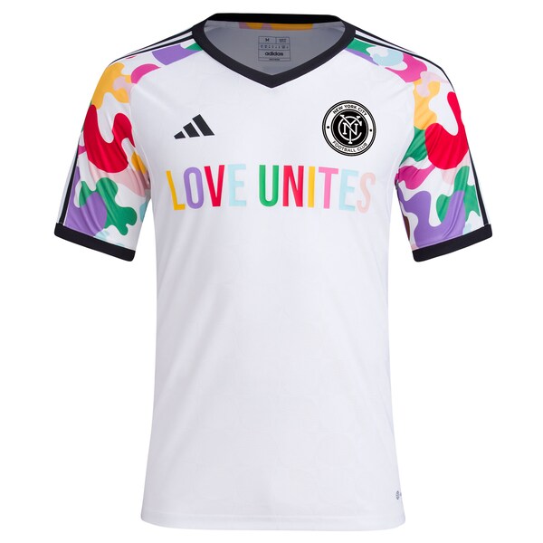 New York City FC adidas 2024 Pride Pre-Match Top - White - Image 2