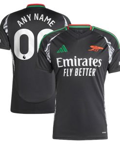 Arsenal adidas 2024/25 Away Replica Custom Jersey - Black/Red/Aqua
