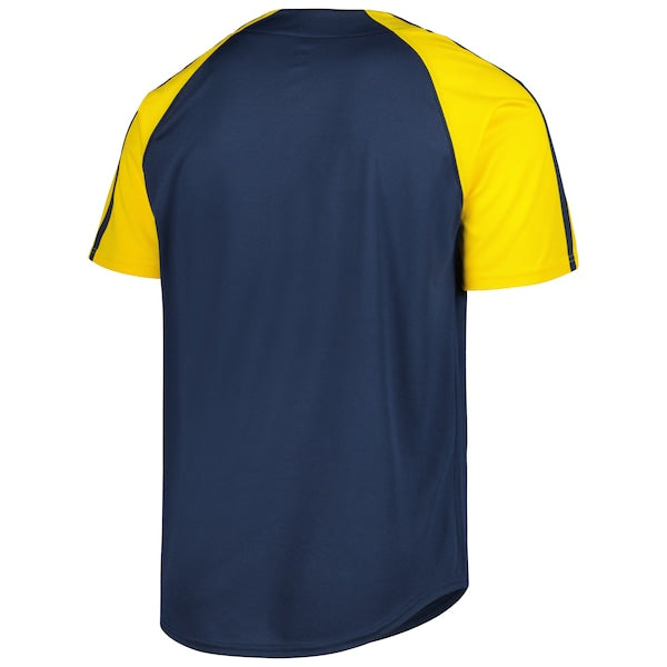 Milwaukee Brewers Stitches Button-Down Raglan Fashion Jersey - Navy - Image 3