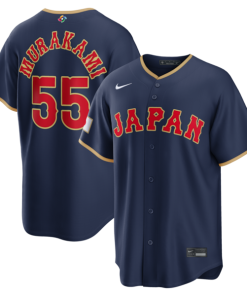 Alternative view of Munetaka Murakami Japan Baseball Nike 2026 World Baseball Classic Road Stadium Jersey - Navy/White