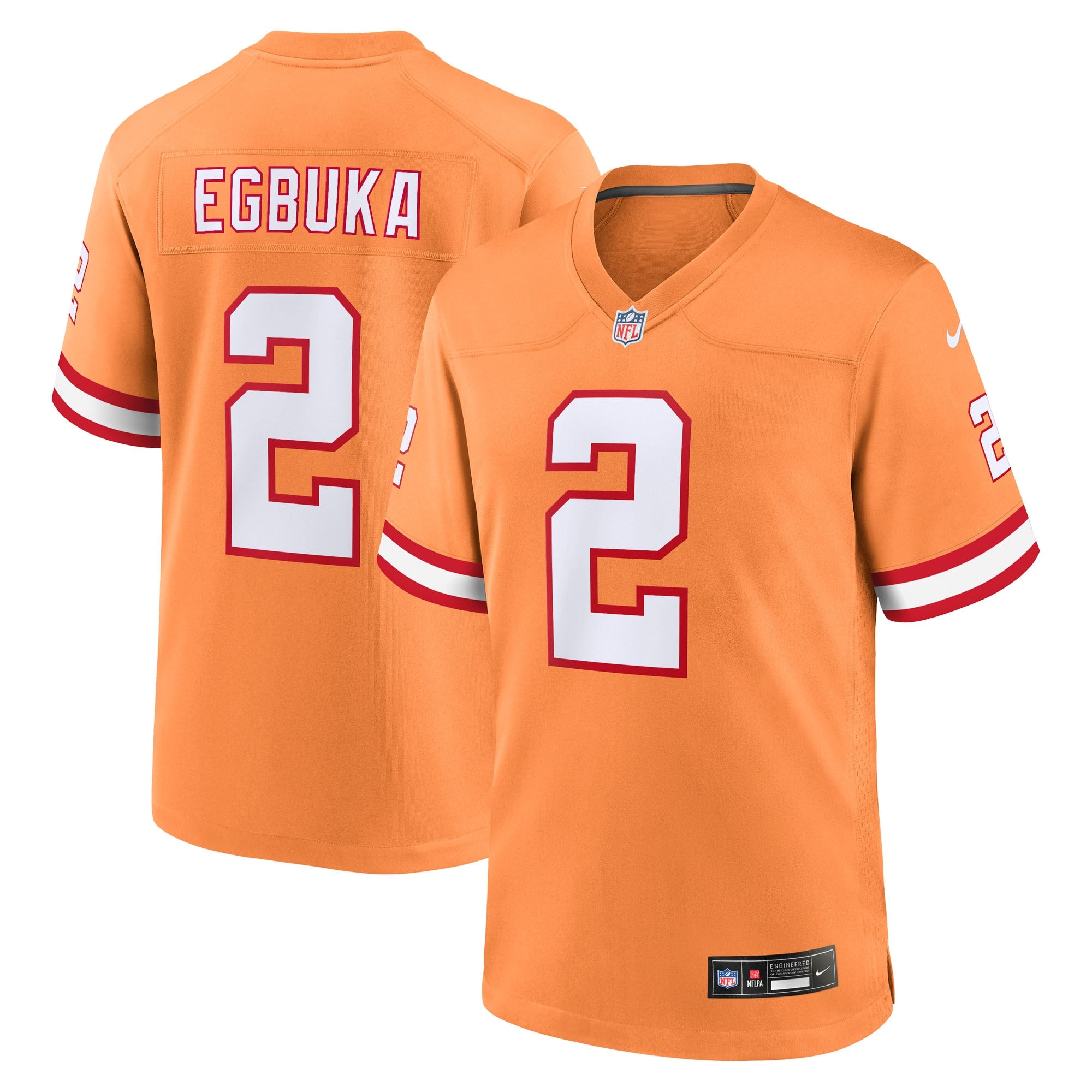Emeka Egbuka Tampa Bay Buccaneers Nike Game Jersey - White/Creamsicle/Red - Image 7