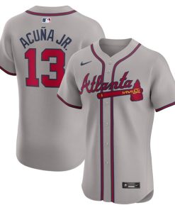 Ronald Acu?a Jr. Atlanta Braves Nike Road Elite Player Jersey - Gray/Navy/White/Red