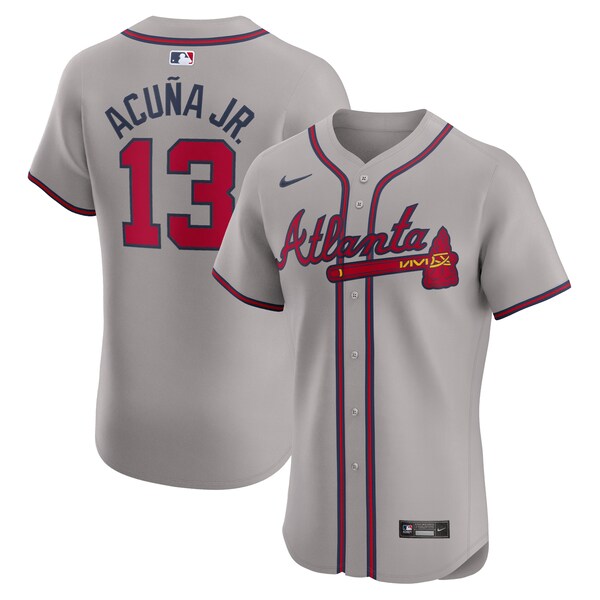 Ronald Acu?a Jr. Atlanta Braves Nike Road Elite Player Jersey - Gray/Navy/White/Red